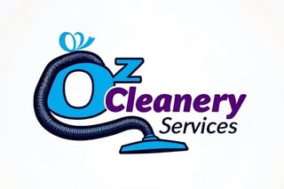Oz Cleanery Services logo with stylized vacuum cleaner design in blue and purple